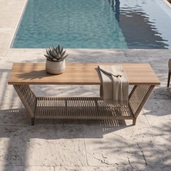 Mesa de centro Brava em alumínio, corda náutica e madeira maciça - comprar online