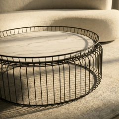 Mesa de Centro Nairon Metal e Tampo em Mármore Sintético - comprar online