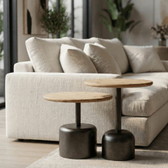 Conjunto Duas Mesas laterais Metal e Madeira na internet