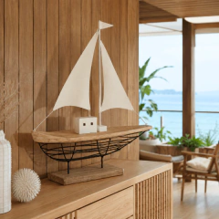 Pronta Entrega⚡Escultura Barco Metal e Madeira na internet