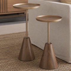 Mesa Auxiliar/Lateral Naoa Aço e Madeira