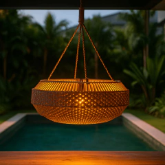 Imagem do Luminária Pendente em Corda e Tricô Náutico