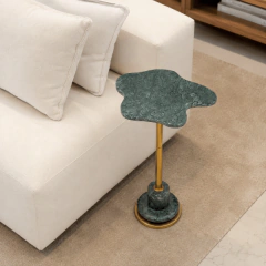 Mesa Lateral Organic Flow em Mármore Imperial e metal - CarmelaBlend ® | O Melhor dos Mundos num Click