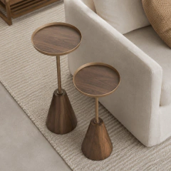 Mesa Auxiliar/Lateral Naoa Aço e Madeira - CarmelaBlend ® | O Melhor dos Mundos num Click