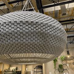 Luminária Pendente em Corda e Tricô Náutico