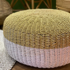 Puff Luna White em fibra natural