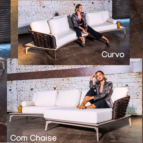 Sofá Curvo Manari em tricô náutico - comprar online