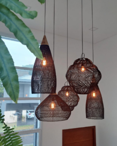 Luminária pendente em Rattan Negro - comprar online