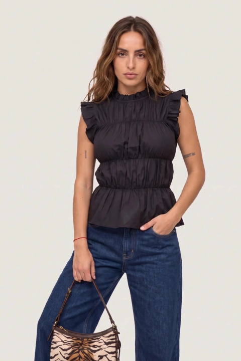 Top poplin con frunces Lucrecia