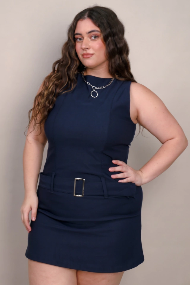 Vestido con hebilla de bengalina Corina — imagen 10