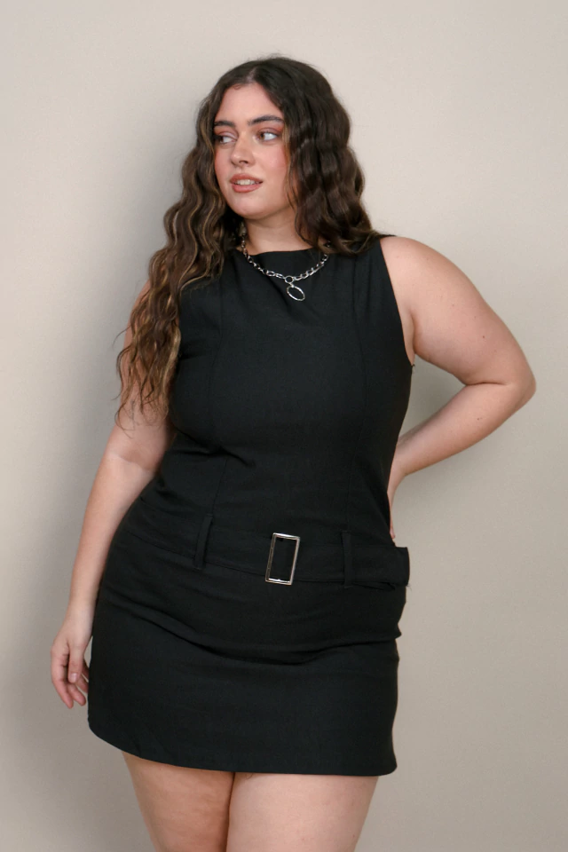 Vestido con hebilla de bengalina Corina — imagen 9