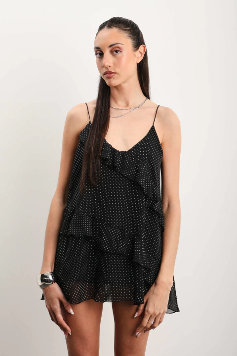 Vestido de gasa y lunares Layne - comprar online