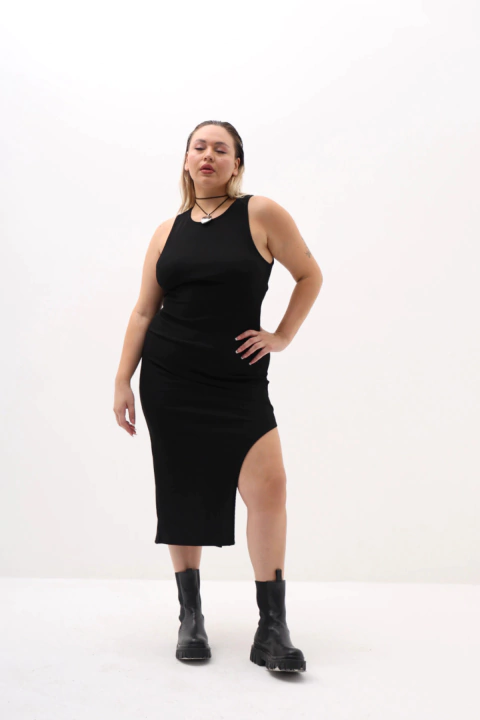 Vestido largo con tajo Damasia - comprar online