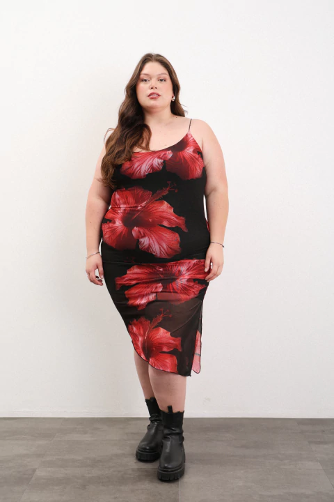 Vestido de tul midi con estampa Romelia - comprar online