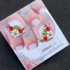 Unhas Longas flor branca com rosinha vermelha - comprar online