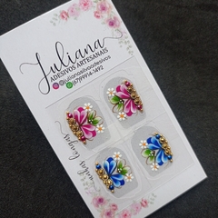Tulipa rosa e azul com pedras - comprar online