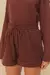 Short Cós Elástico Textura Marrom Rum - comprar online