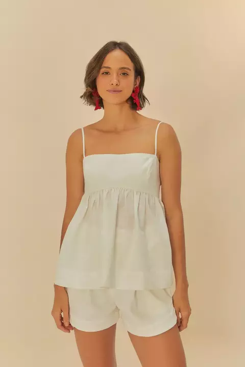 Short Pregas Bolso Lateral Off White - comprar online