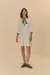 Vestido Curto Pregas Bordado Tucano