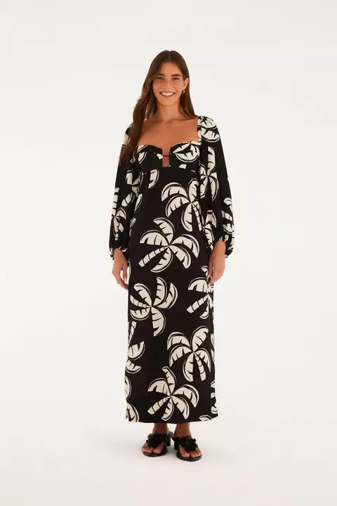 Vestido Longo Manga Coqueirada - comprar online