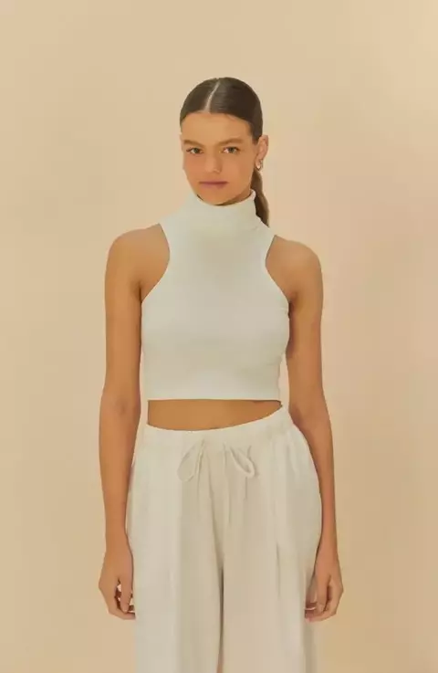 Regata Cropped Gola Bella Off White - comprar online