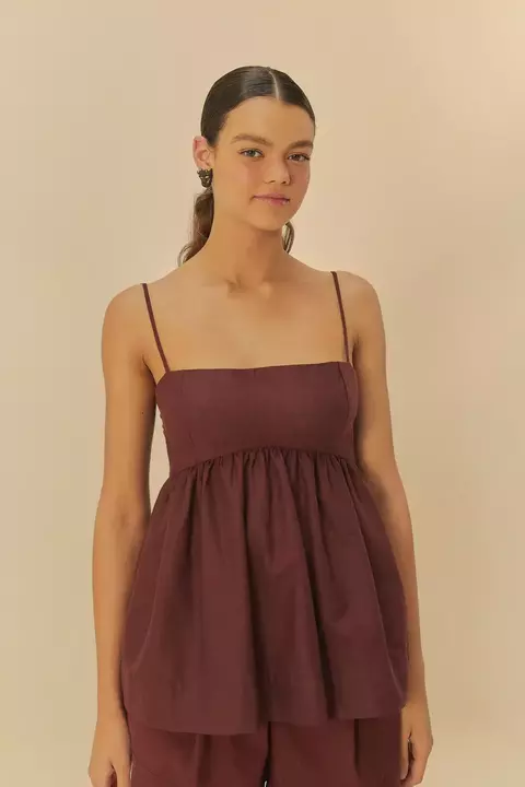 Blusa Alcinhas Amarração Marrom Rum - comprar online