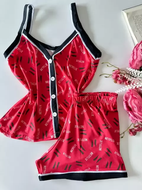 Pijama Botões Fluity - Estampa Netflix