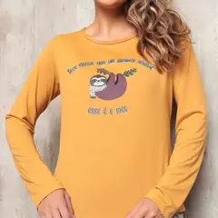 Pijama Longo Feminino Basic Estampa Bicho-Preguiça Luna Cuore na internet