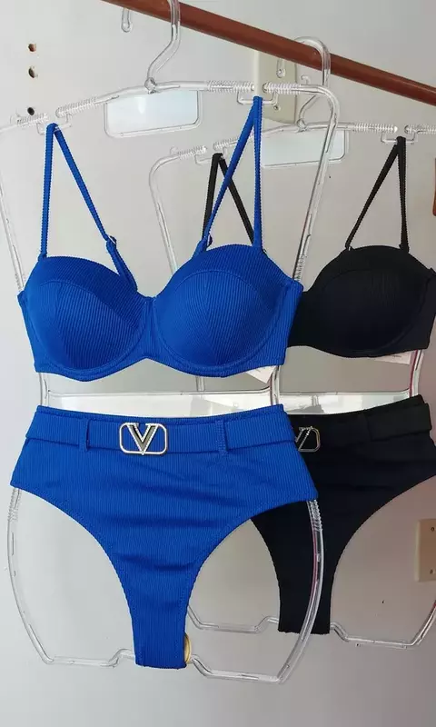 Biquíni luxo calcinha cós alto