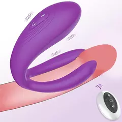 (M-CD-2201) Vibrador de Casal Duplo com Pulsador de Clitóris e Controle Remoto