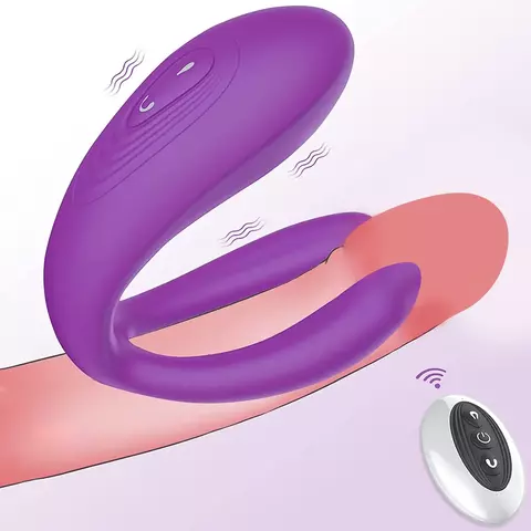 (M-CD-2201) Vibrador de Casal Duplo com Pulsador de Clitóris e Controle Remoto
