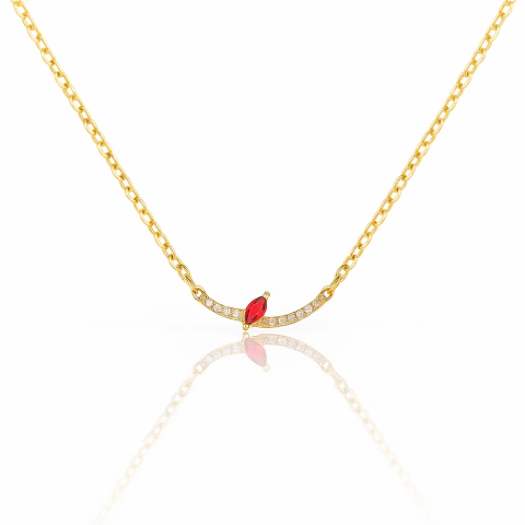 Colar Fúcsia Dourado