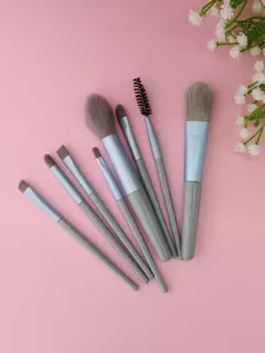 Kit 8 Mini Pinceis Maquiagem + Estojo Transparente Viagem - DELIRIO FEMININO STORE