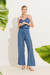 Calça Com Faixa De Renda Azul - comprar online