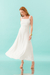 Vestido Midi Com Detalhe Dourado Listrado Off White