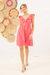 Vestido Curto Com Babado Rosa na internet