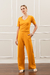 Blusa Gola V Canelada Mostarda - comprar online