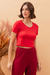 Cropped Manga Curta Vermelho
