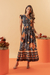 Vestido Cropped Dança Das Flores Azul Marinho - Munny