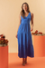 Vestido Cropped De Linho Azul - Munny