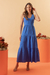 Vestido Cropped De Linho Azul na internet