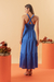 Vestido Cropped De Linho Azul - loja online
