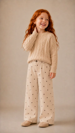 Conjunto Pantalón Corderoy Margarita + SW Trenzado Beige