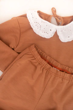 Conjunto Buzo Broderi + Palazo Volados Tostado - CHIRIN
