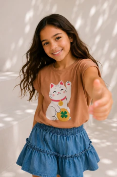 Remera Latte Gato Japones