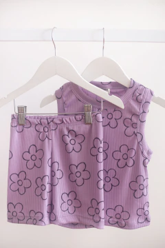Set Morley Musculosa + Biker Flor Lila en internet
