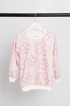 Buzo Rustico Flores Fondo Rosa - comprar online