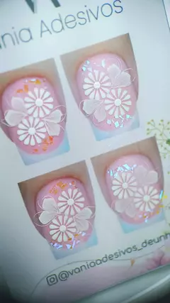 Margaridas brancas com glitter Flake