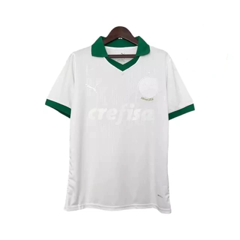 Camisa branca do Palmeiras II Edição Especial 24/25 Torcedor Puma Masculina com detalhes em verde.