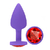 PLUG ANAL P AVELUDADO ROXO COM PEDRA VERMELHA